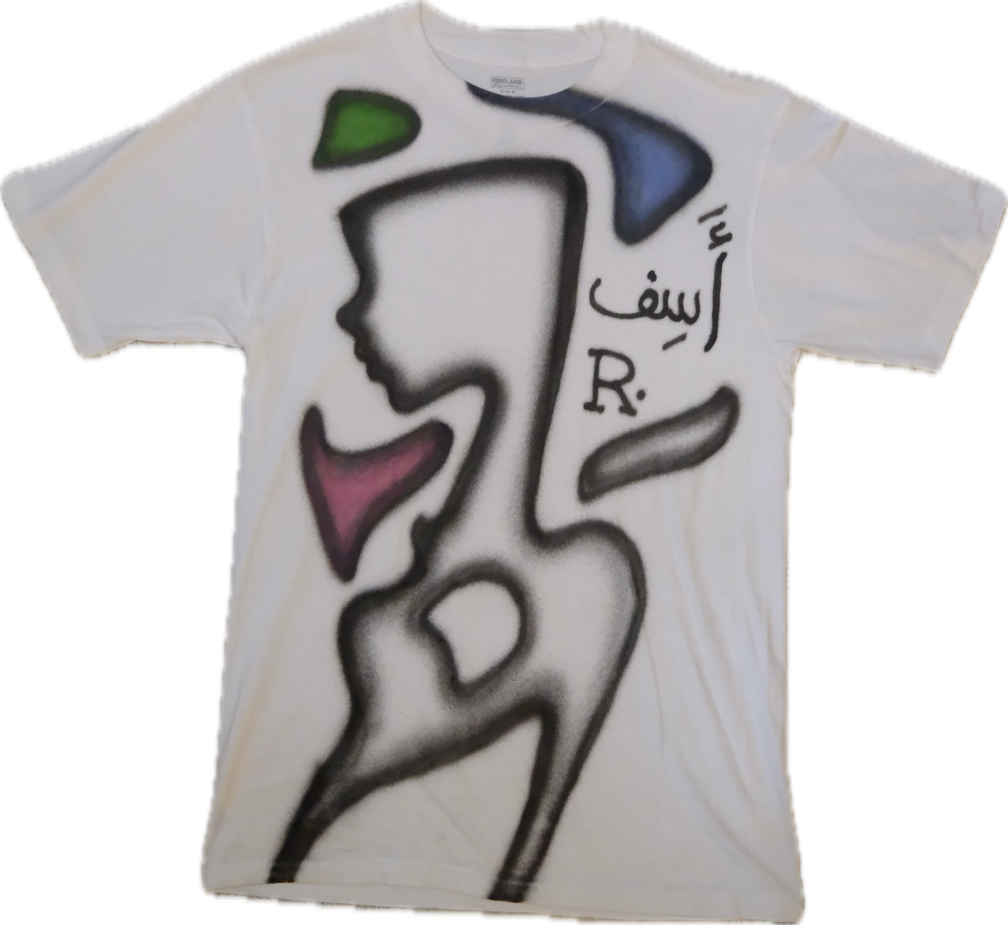 multicolored 1 of 1 airbrushed t-shirt “أسف" medium long sleeve