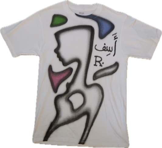 multicolored 1 of 1 airbrushed t-shirt “أسف" medium long sleeve