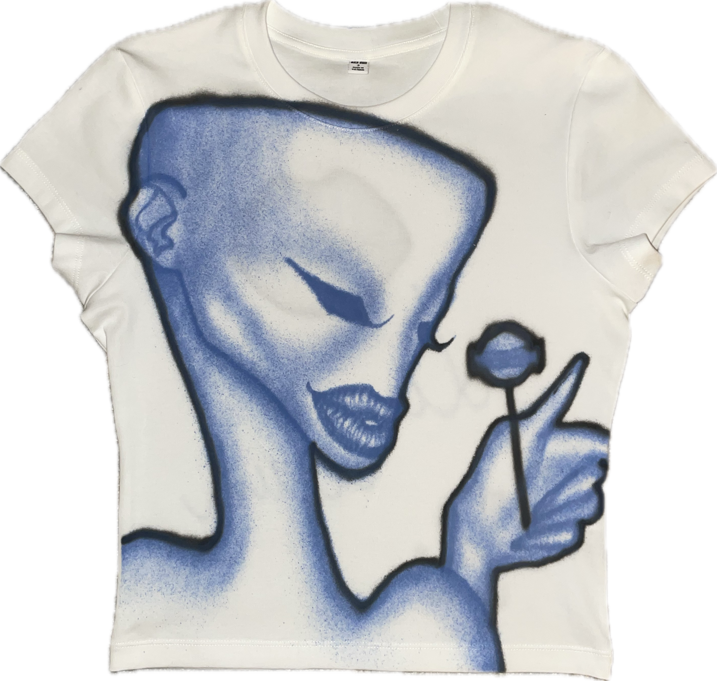 black and blue 1 of 1 airbrushed t-shirt “dum-dum” S short sleeve