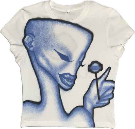 black and blue 1 of 1 airbrushed t-shirt “dum-dum” S short sleeve